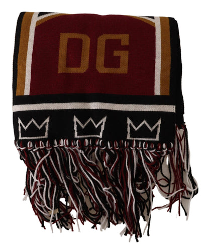 Dolce & Gabbana Multicolor Wool Knit DG King Shawl Wrap Scarf - Designed by Dolce & Gabbana Available to Buy at a Discounted Price on Moon Behind The Hill Online Designer Discount Store