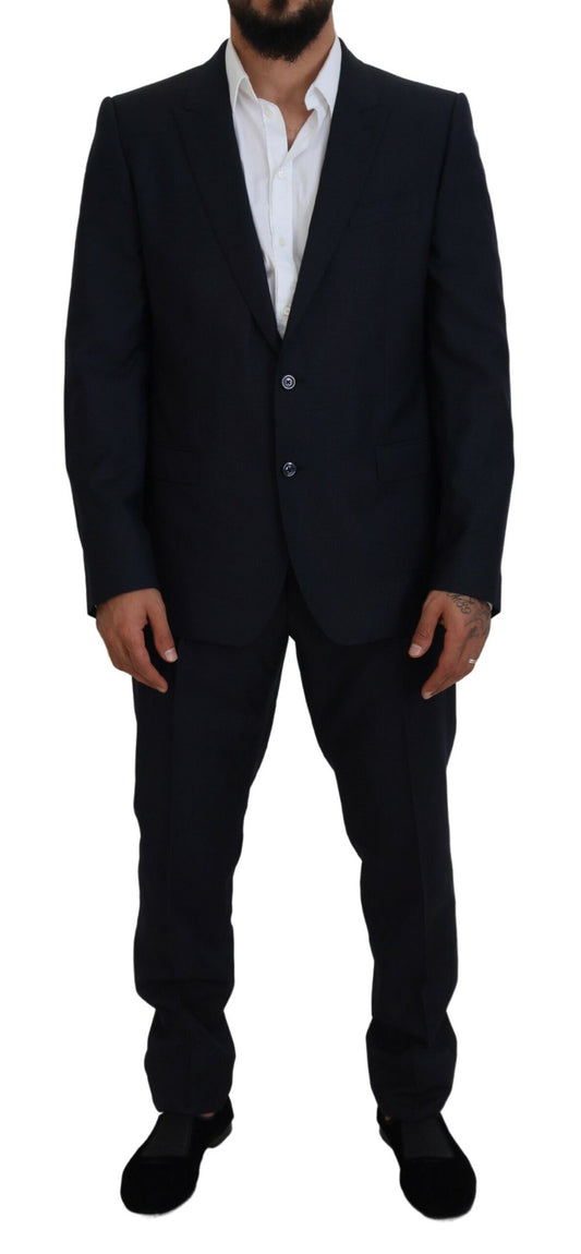 Dolce & Gabbana Men's Blue Single Breasted 2 Piece MARTINI Suit - Designed by Dolce & Gabbana Available to Buy at a Discounted Price on Moon Behind The Hill Online Designer Discount Store