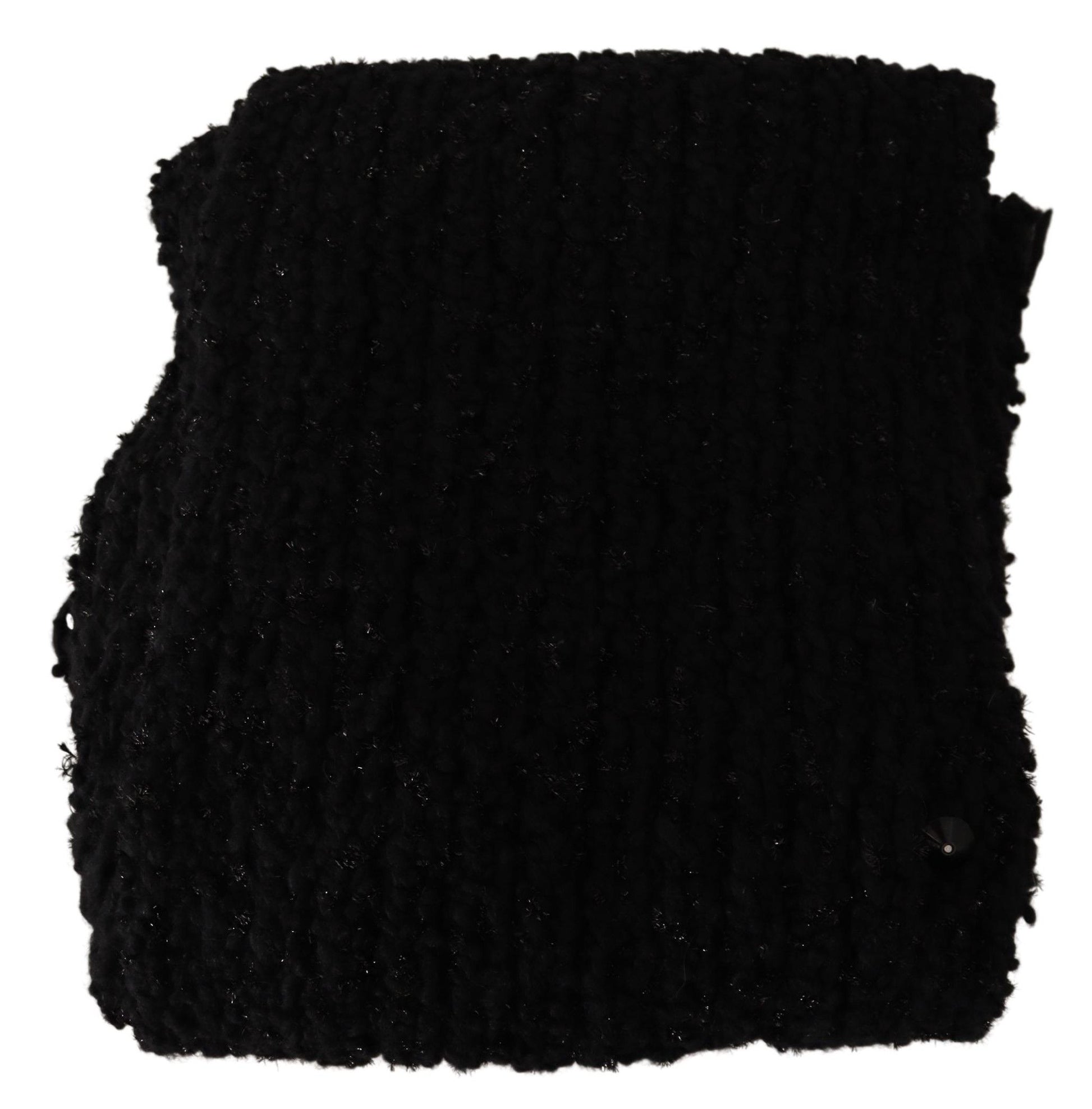 Black Virgin Wool Knitted Wrap Shawl Scarf - Designed by Dolce & Gabbana Available to Buy at a Discounted Price on Moon Behind The Hill Online Designer Discount Store