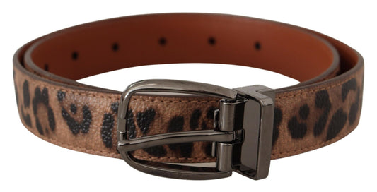 Brown Leopard Embossed Leather Buckle Belt - Designed by Dolce & Gabbana Available to Buy at a Discounted Price on Moon Behind The Hill Online Designer Discount Store