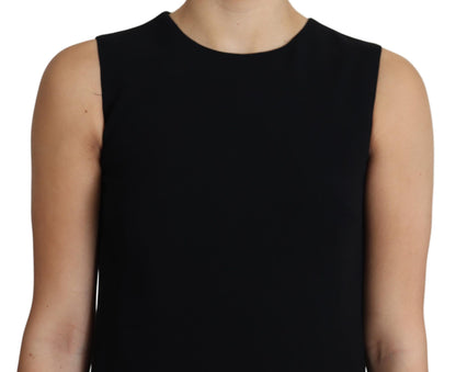 Black Viscose Stretch A-line Shift Mini Dress - Designed by Dolce & Gabbana Available to Buy at a Discounted Price on Moon Behind The Hill Online Designer Discount Store