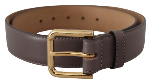 Gray Calfskin Leather Gold Metal Logo Buckle Belt - Designed by Dolce & Gabbana Available to Buy at a Discounted Price on Moon Behind The Hill Online Designer Discount Store