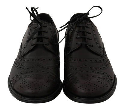 Dolce & Gabbana Black Leather Wingtip Oxford Dress  Shoes - Designed by Dolce & Gabbana Available to Buy at a Discounted Price on Moon Behind The Hill Online Designer Discount Store