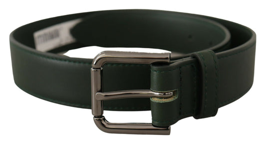Army Green Leather Logo Metal Waist Buckle Belt - Designed by Dolce & Gabbana Available to Buy at a Discounted Price on Moon Behind The Hill Online Designer Discount Store