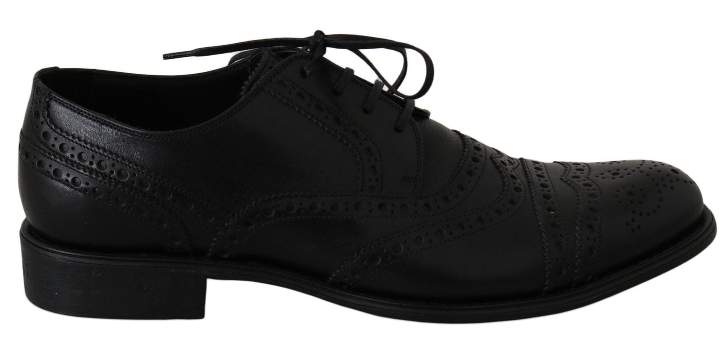 Dolce & Gabbana Black Leather Wingtip Oxford Dress Shoes - Designed by Dolce & Gabbana Available to Buy at a Discounted Price on Moon Behind The Hill Online Designer Discount Store