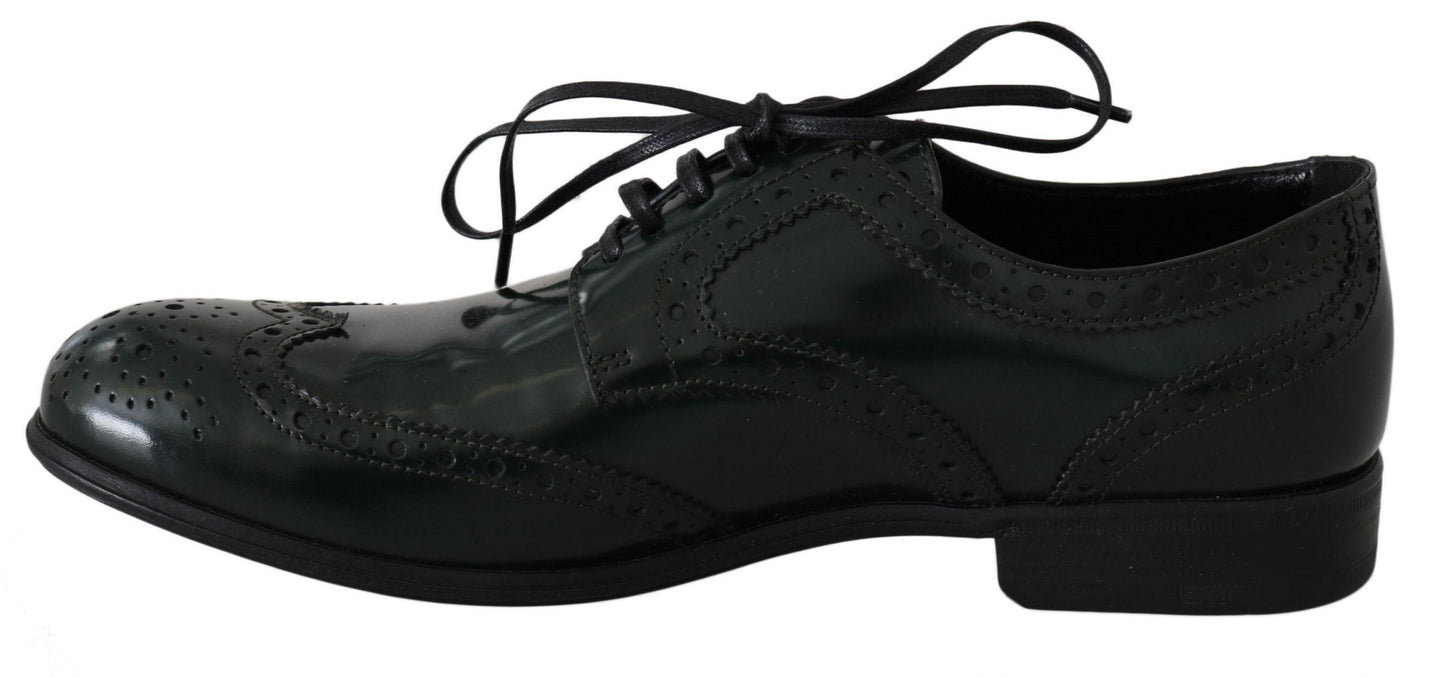Green Leather Broque Oxford Wingtip Shoes - Designed by Dolce & Gabbana Available to Buy at a Discounted Price on Moon Behind The Hill Online Designer Discount Store