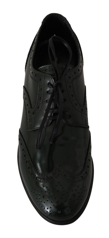 Green Leather Broque Oxford Wingtip Shoes - Designed by Dolce & Gabbana Available to Buy at a Discounted Price on Moon Behind The Hill Online Designer Discount Store