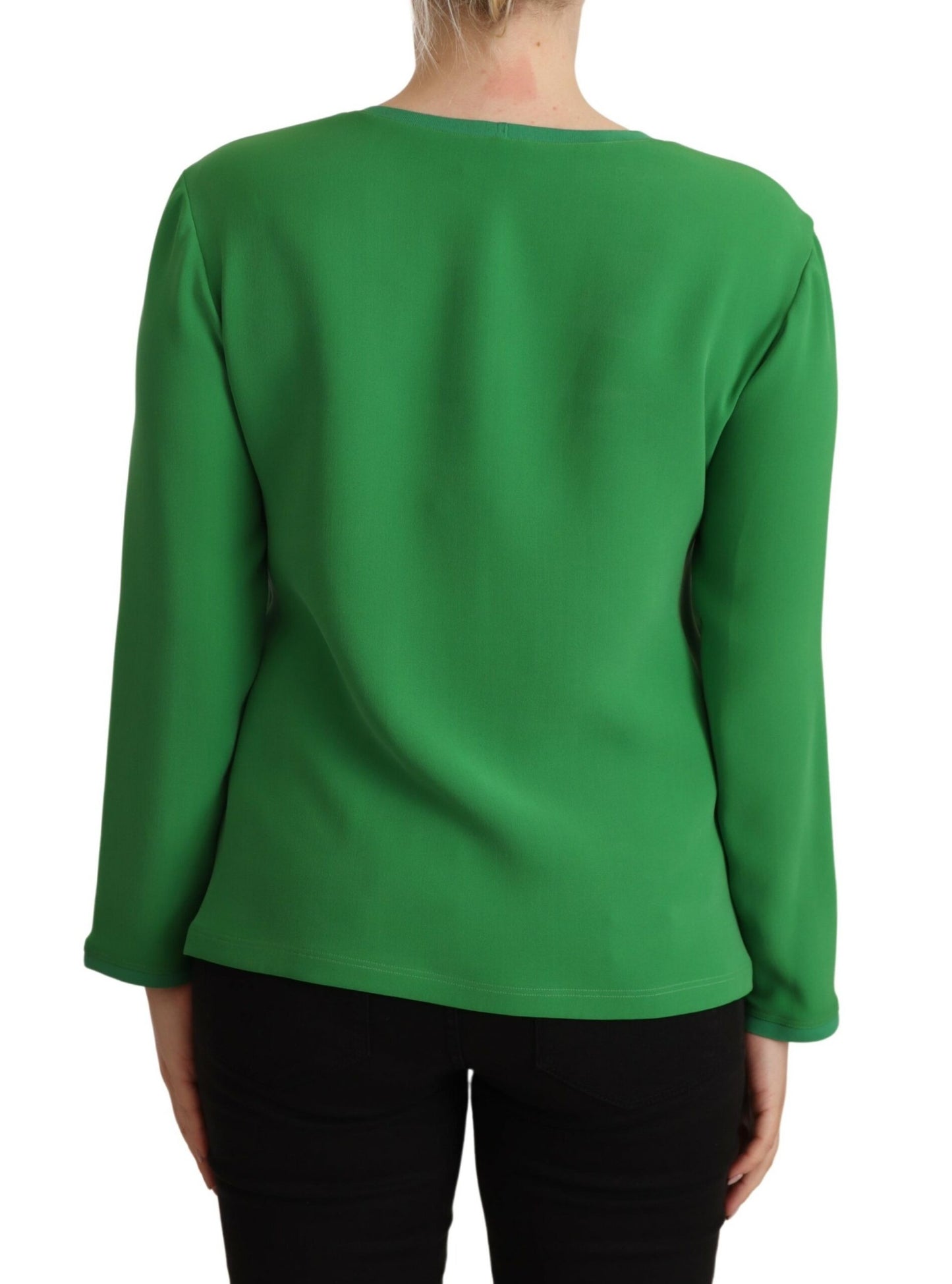 Giorgio Armani Green Silk Long Sleeves Round Neck Sweater