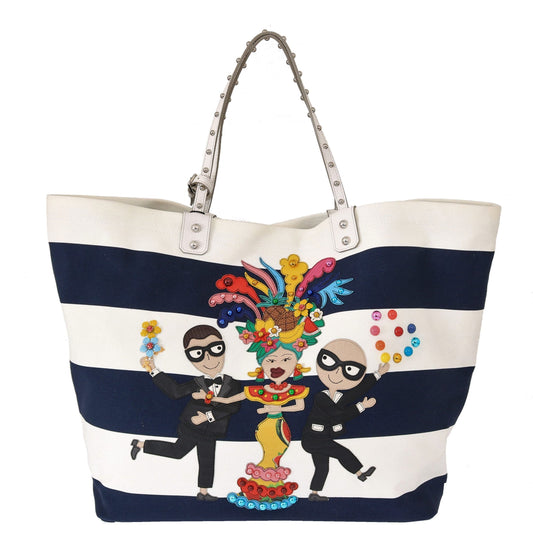 Blue Canvas #dgfamily Shopping BEATRICE Bag - Designed by Dolce & Gabbana Available to Buy at a Discounted Price on Moon Behind The Hill Online Designer Discount Store