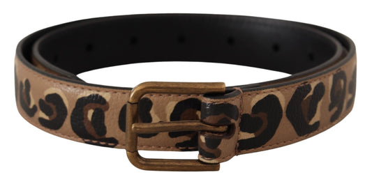 Brown Leopard Print Vintage Metal Waist Buckle Belt - Designed by Dolce & Gabbana Available to Buy at a Discounted Price on Moon Behind The Hill Online Designer Discount Store