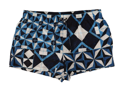 Blue Majolica Print Polyester Swimwear - Designed by Dolce & Gabbana Available to Buy at a Discounted Price on Moon Behind The Hill Online Designer Discount Store