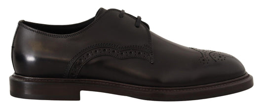 Black Leather Dress Formal Derby Shoes - Designed by Dolce & Gabbana Available to Buy at a Discounted Price on Moon Behind The Hill Online Designer Discount Store