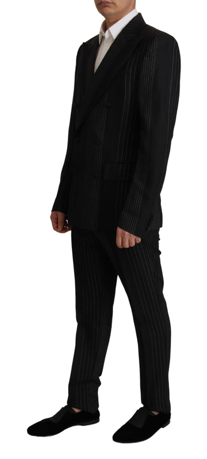 Dolce & Gabbana Men's Black Stripes Rayon Formal 2 Piece Suit - Designed by Dolce & Gabbana Available to Buy at a Discounted Price on Moon Behind The Hill Online Designer Discount Store