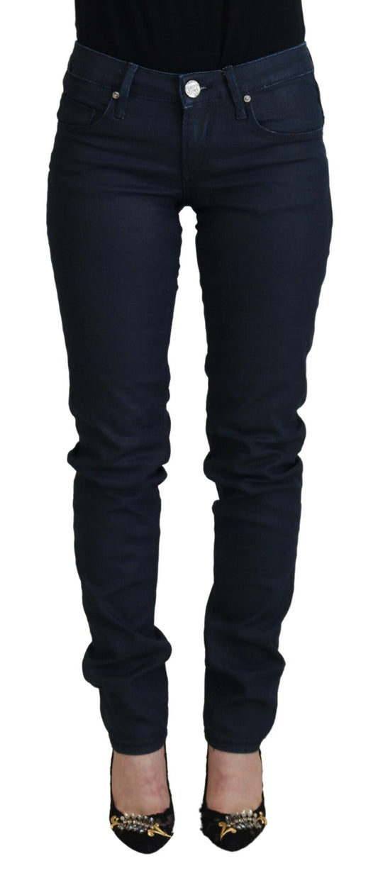 Acht Blue Cotton Skinny Low Waist Women Casual Denim Jeans - Designed by Acht Available to Buy at a Discounted Price on Moon Behind The Hill Online Designer Discount Store