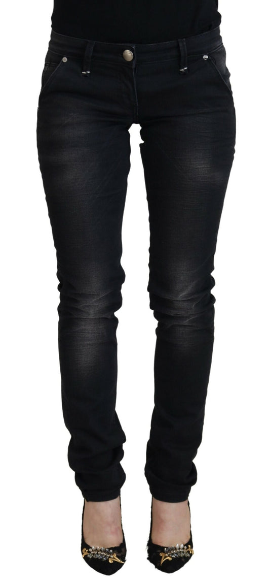 Acht Women's Black Washed Cotton Skinny Women Casual Denim Jeans
