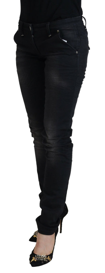 Acht Women's Black Washed Cotton Skinny Women Casual Denim Jeans