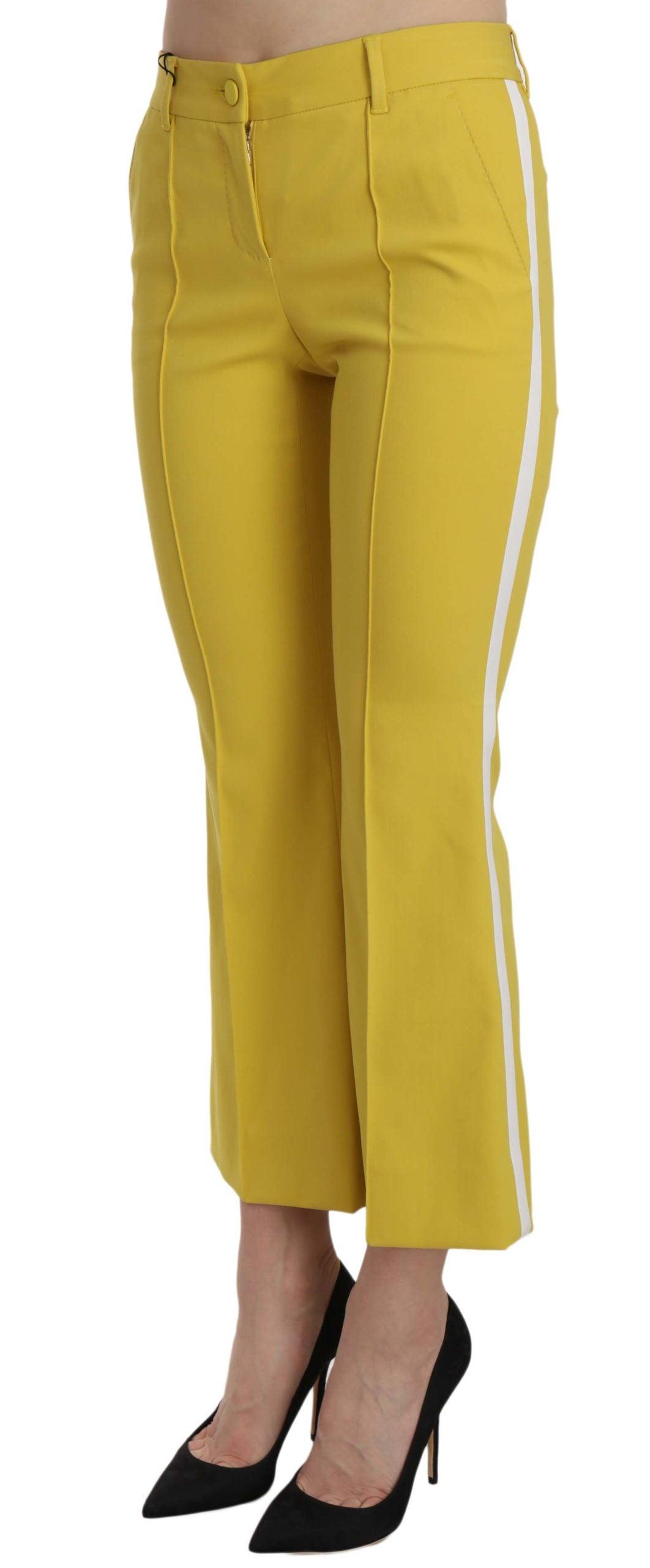 Yellow Flared Bootcut Capri Cotton Pants designed by Dolce & Gabbana available from Moon Behind The Hill's Women's Clothing range
