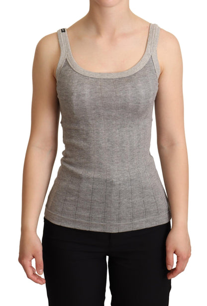 Gray Cotton Modal Canotta Tank Top T-shirt - Designed by Dolce & Gabbana Available to Buy at a Discounted Price on Moon Behind The Hill Online Designer Discount Store