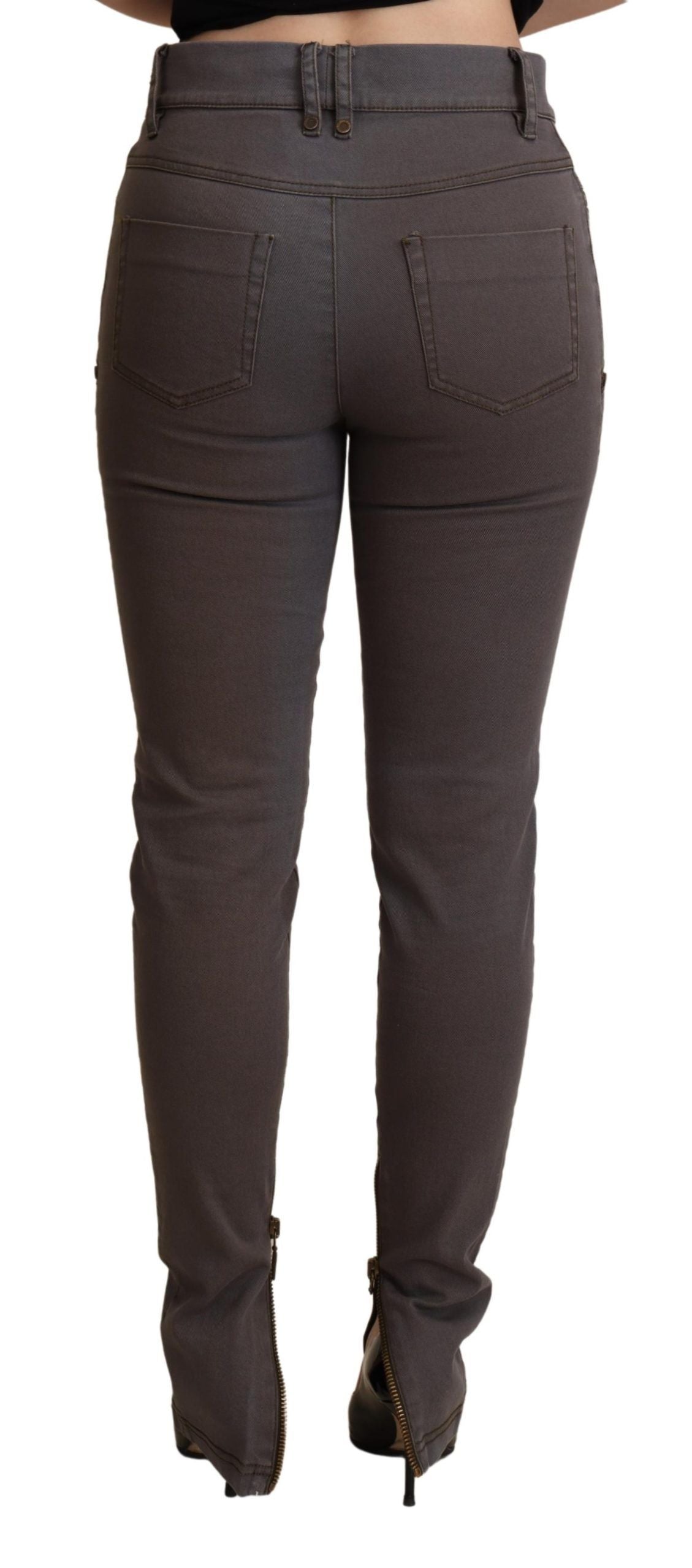 Brown Cotton Stretch Skinny Denim Jeans - Designed by PLEIN SUD Available to Buy at a Discounted Price on Moon Behind The Hill Online Designer Discount Store