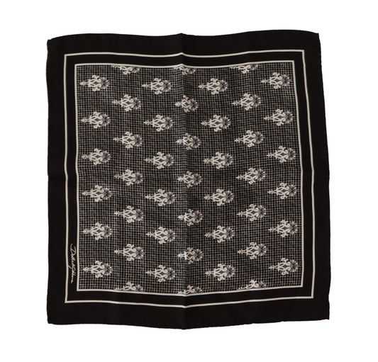 Dolce & Gabbana Black Patterned Square Men Handkerchief Scarf - Designed by Dolce & Gabbana Available to Buy at a Discounted Price on Moon Behind The Hill Online Designer Discount Store