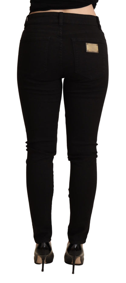 Black Skinny Denim Cotton Stretch Trouser Jeans - Designed by Dolce & Gabbana Available to Buy at a Discounted Price on Moon Behind The Hill Online Designer Discount Store
