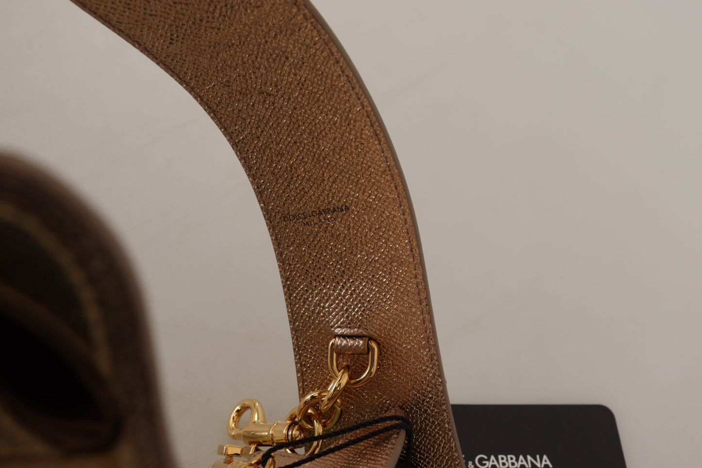 Gold Leather LOVE Patch Bag Shoulder Strap - Designed by Dolce & Gabbana Available to Buy at a Discounted Price on Moon Behind The Hill Online Designer Discount Store