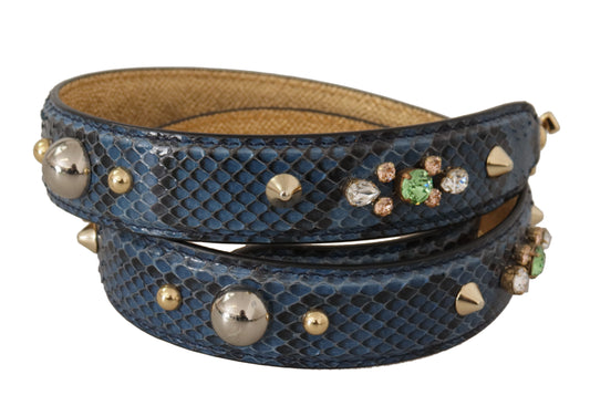 Blue Exotic Leather Crystals Shoulder Strap - Designed by Dolce & Gabbana Available to Buy at a Discounted Price on Moon Behind The Hill Online Designer Discount Store