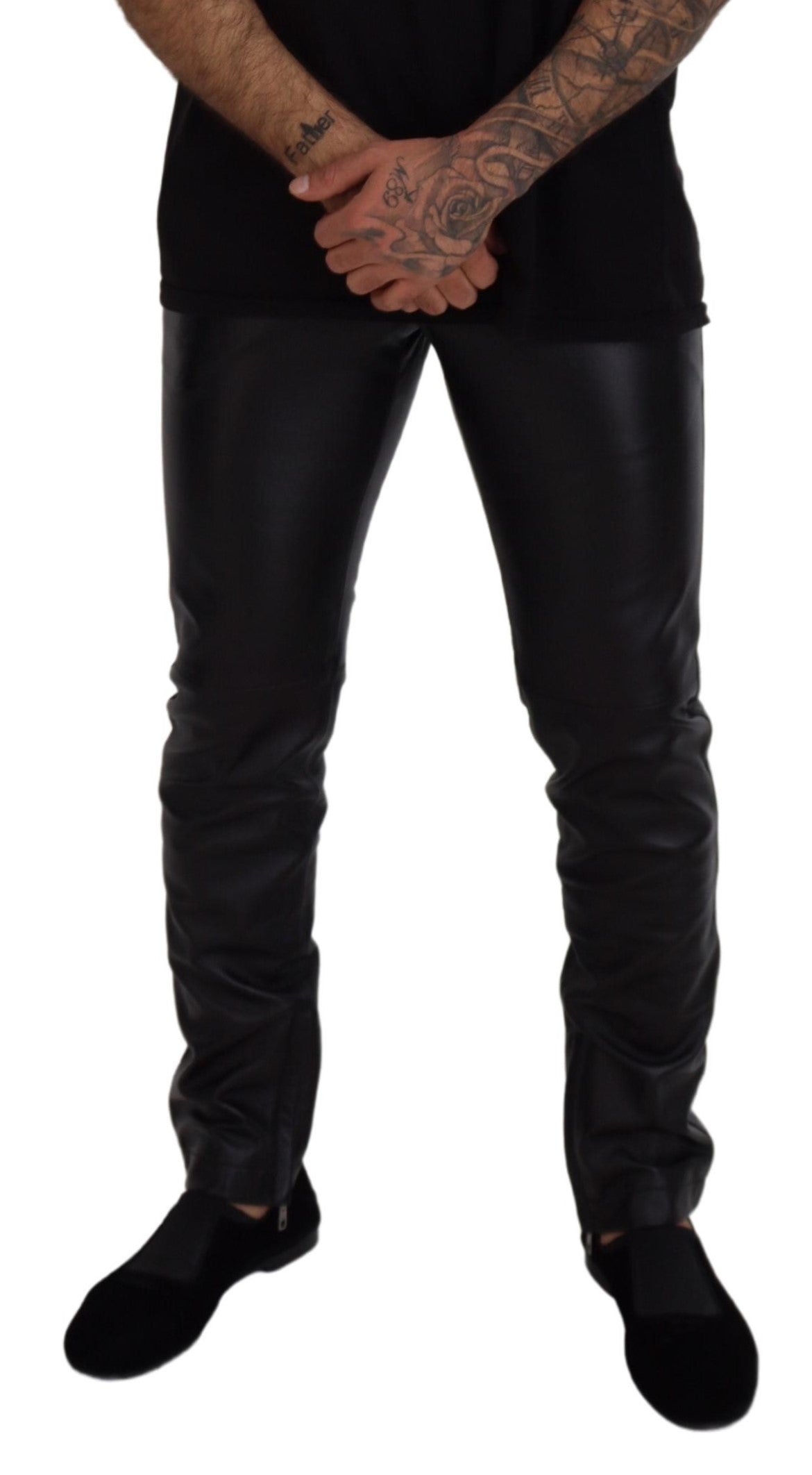 Dolce & Gabbana Black Shiny Stretch Skinny Pants - Designed by Dolce & Gabbana Available to Buy at a Discounted Price on Moon Behind The Hill Online Designer Discount Store