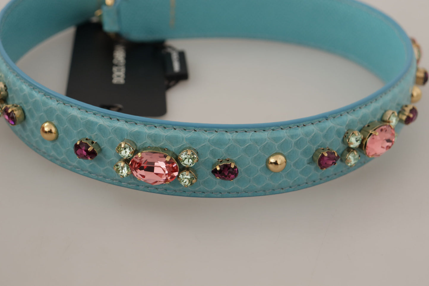 Blue Crystals Leather Bag Shoulder Strap - Designed by Dolce & Gabbana Available to Buy at a Discounted Price on Moon Behind The Hill Online Designer Discount Store