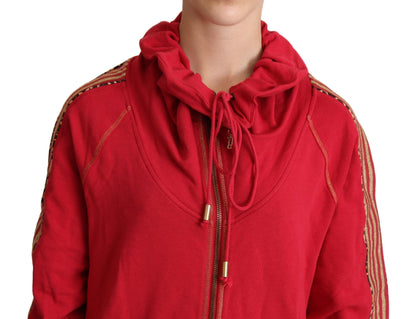 Red Full Zip Jacket Sweatshirt Hooded Sweater