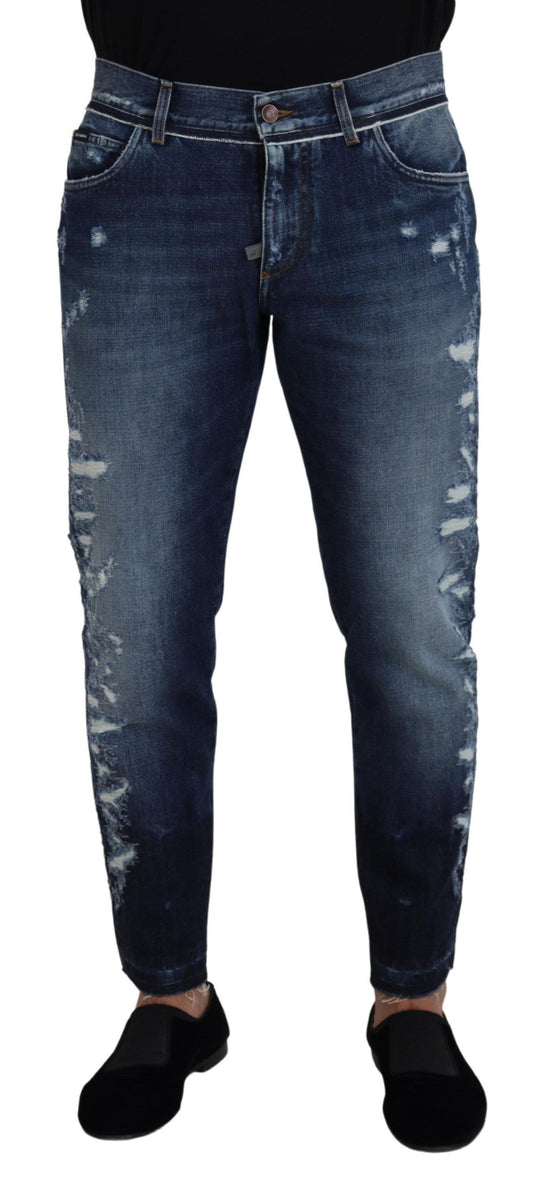 Dolce & Gabbana Blue Wash Cotton Regular Denim Jeans Pants - Designed by Dolce & Gabbana Available to Buy at a Discounted Price on Moon Behind The Hill Online Designer Discount Store