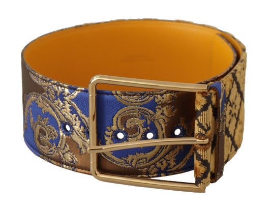Blue Floral Patchwork Leather Wide Waist Buckle Belt - Designed by Dolce & Gabbana Available to Buy at a Discounted Price on Moon Behind The Hill Online Designer Discount Store