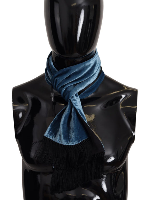 Dolce & Gabbana Blue Velvet Solid Neck Warmer Men's Shawl Scarf - Designed by Dolce & Gabbana Available to Buy at a Discounted Price on Moon Behind The Hill Online Designer Discount Store