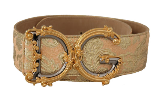 Gold Wide Waist Jacquard Baroque DG Logo Buckle Belt - Designed by Dolce & Gabbana Available to Buy at a Discounted Price on Moon Behind The Hill Online Designer Discount Store
