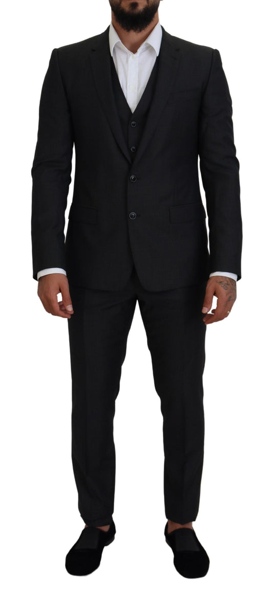 Dolce & Gabbana Men's Gray MARTINI 3 Piece Slim Fit Suit - Designed by Dolce & Gabbana Available to Buy at a Discounted Price on Moon Behind The Hill Online Designer Discount Store