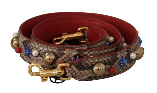 Brown Python Leather Studded Shoulder Strap - Designed by Dolce & Gabbana Available to Buy at a Discounted Price on Moon Behind The Hill Online Designer Discount Store