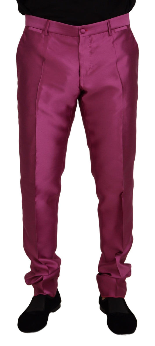 Dolce & Gabbana Pink Silk Slim Trousers Dress Formal Pants - Designed by Dolce & Gabbana Available to Buy at a Discounted Price on Moon Behind The Hill Online Designer Discount Store