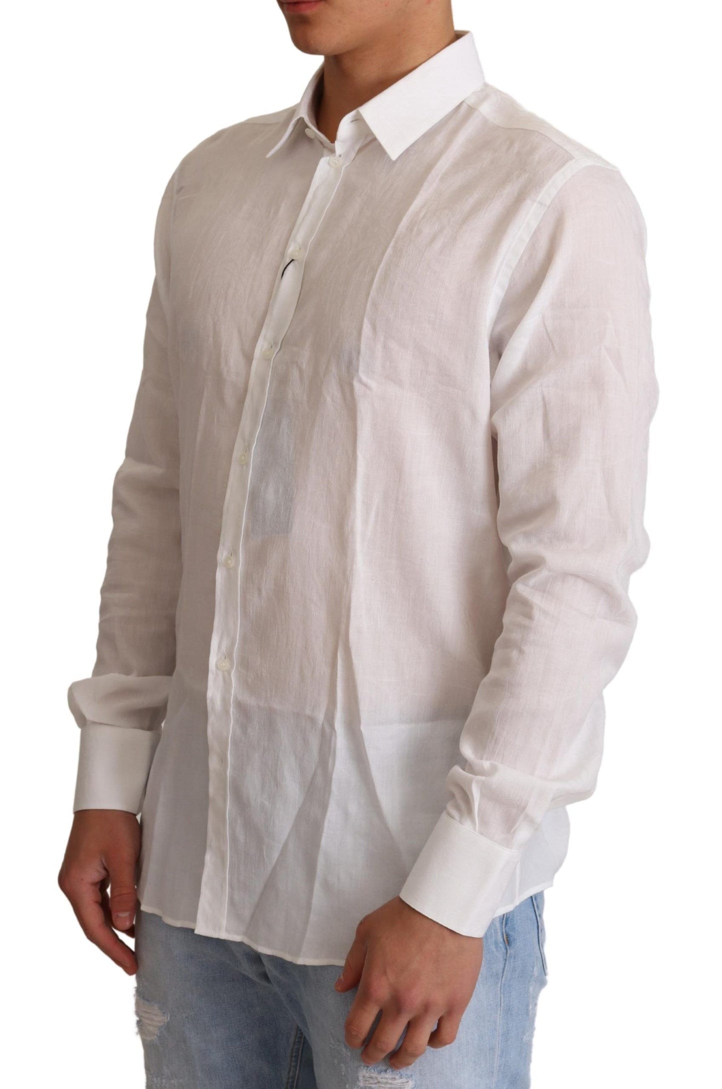 White Cotton Floral Pattern MARTINI Shirt