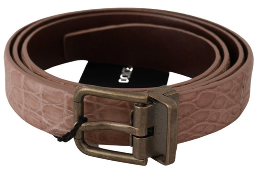 Beige Exotic Skin Gold Buckle Leather Belt - Designed by Dolce & Gabbana Available to Buy at a Discounted Price on Moon Behind The Hill Online Designer Discount Store