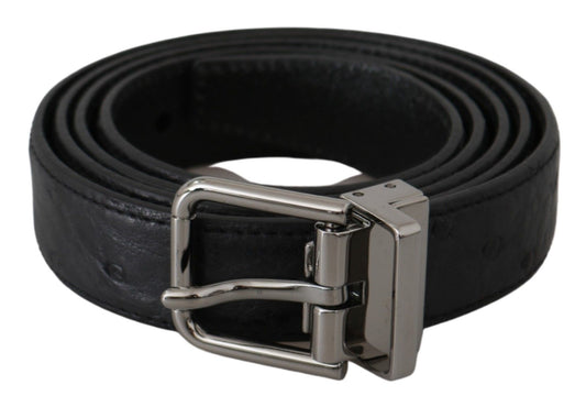 Black Exotic Skin Pattern Silver Buckle Belt - Designed by Dolce & Gabbana Available to Buy at a Discounted Price on Moon Behind The Hill Online Designer Discount Store