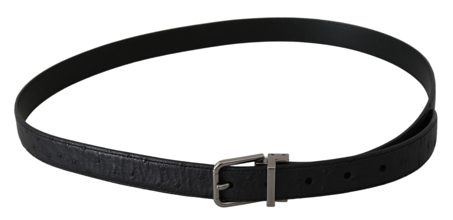 Black Exotic Skin Pattern Silver Buckle Belt - Designed by Dolce & Gabbana Available to Buy at a Discounted Price on Moon Behind The Hill Online Designer Discount Store