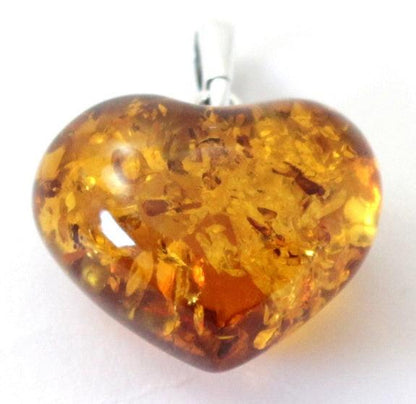 PHP-2 Baltic Amber Heart Honey Pendant With Silver designed by TipTopEco available from Moon Behind The Hill 's Jewelry > Necklaces > Womens range
