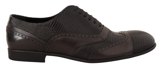 Brown Lizard Skin Leather Oxford Dress Shoes - Designed by Dolce & Gabbana Available to Buy at a Discounted Price on Moon Behind The Hill Online Designer Discount Store