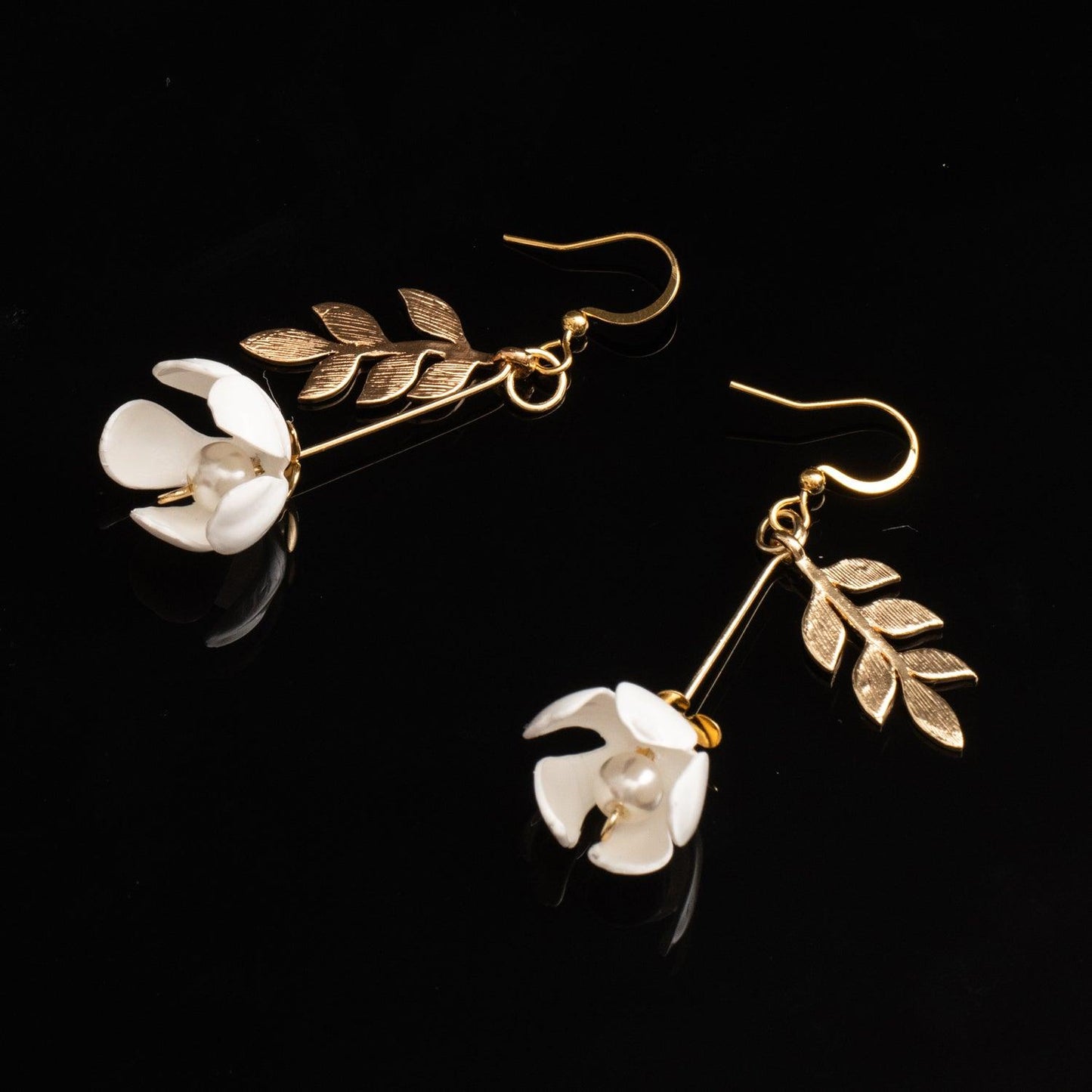 Just a Flower Drop Earrings - White - Designed by Upcycle with Jing Available to Buy at a Discounted Price on Moon Behind The Hill Online Designer Discount Store