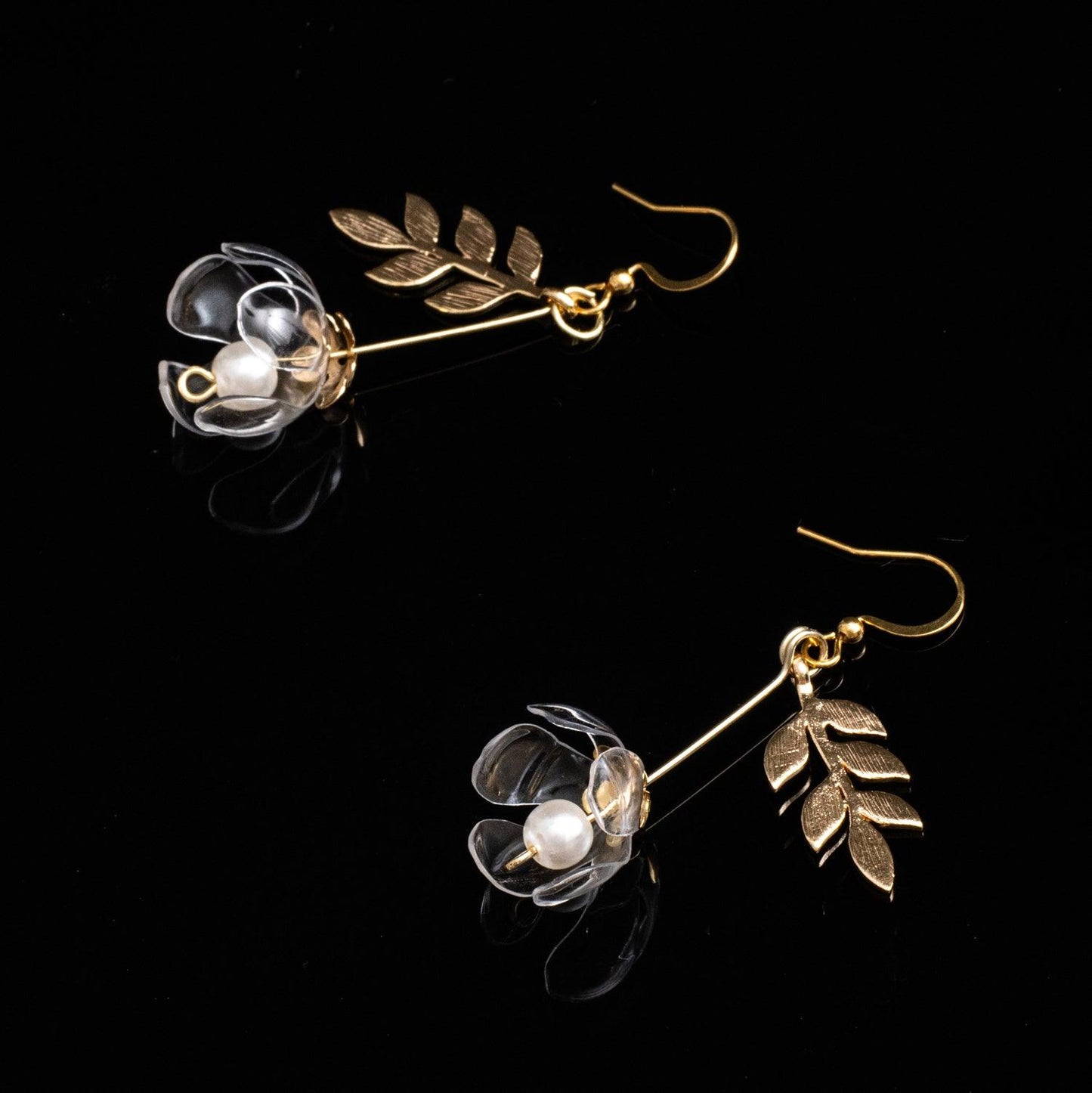 Just a Flower Drop Earrings - Clear - Designed by Upcycle with Jing Available to Buy at a Discounted Price on Moon Behind The Hill Online Designer Discount Store