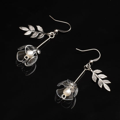 Just a Flower Drop Earrings - Clear - Designed by Upcycle with Jing Available to Buy at a Discounted Price on Moon Behind The Hill Online Designer Discount Store
