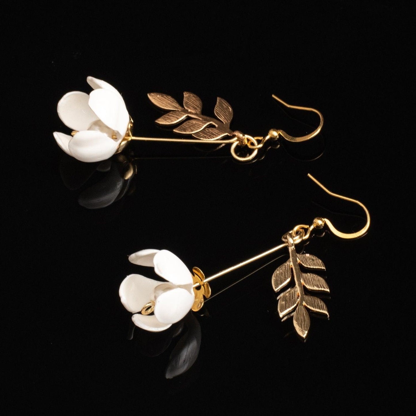 Just a Flower Drop Earrings - White - Designed by Upcycle with Jing Available to Buy at a Discounted Price on Moon Behind The Hill Online Designer Discount Store