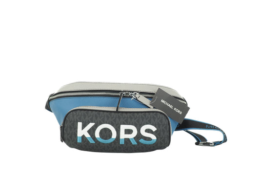 Michael Kors Cooper Large Embroidered Logo Utility Belt (Blue)