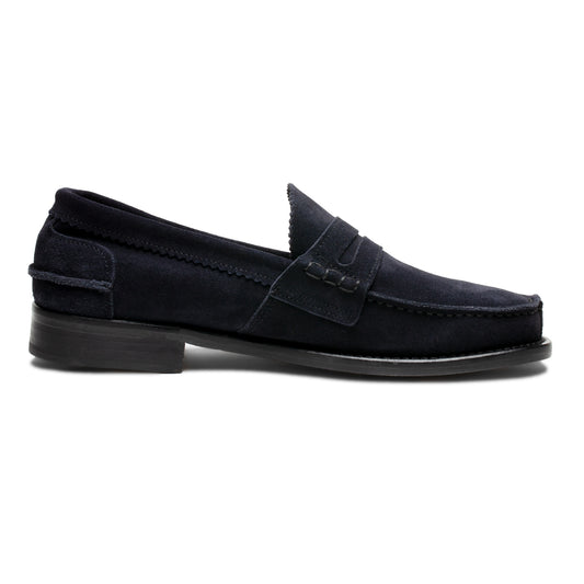 Saxone Dark Blue Suede Leather Mens Loafers Shoes