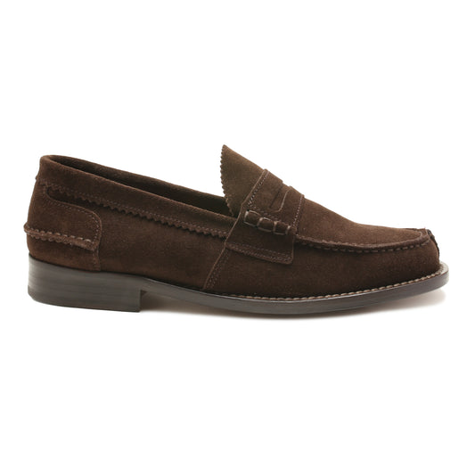 Saxone Dark Brown Suede Leather Mens Loafers Shoes